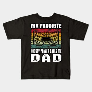 My Favorite Hockey Player Dad Vintage Text Kids T-Shirt